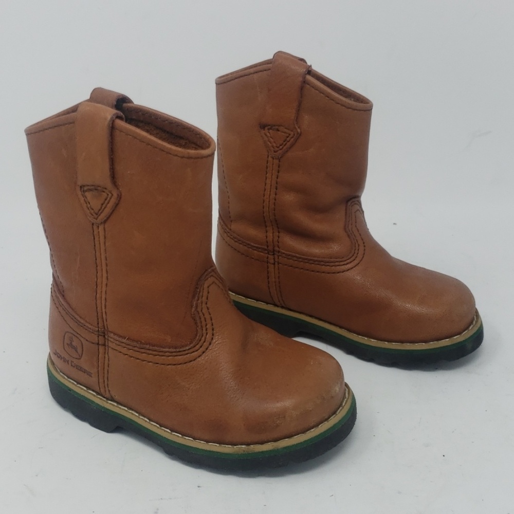 John Deere infant brown leather boots size 5 1/2M